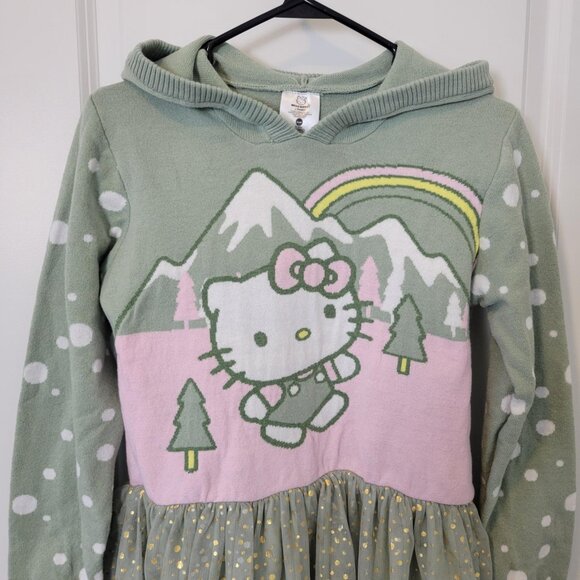 By Sanrio Hello kitty Tulle Hoodie Sweater Dress Kid Size Large Plus 10-12 New - Picture 3 of 8